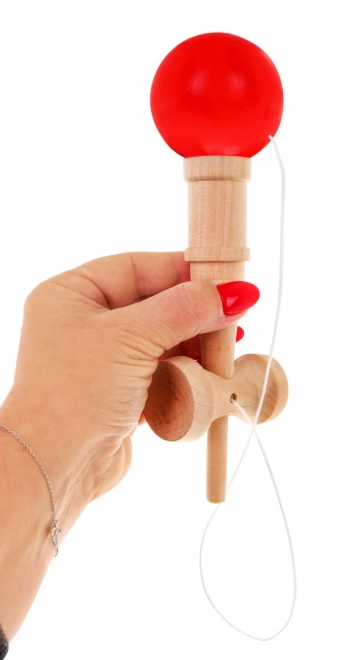 Arkádová hra Kendama pro děti 3+ a dospělé Dřevěná hračka + červená kulička