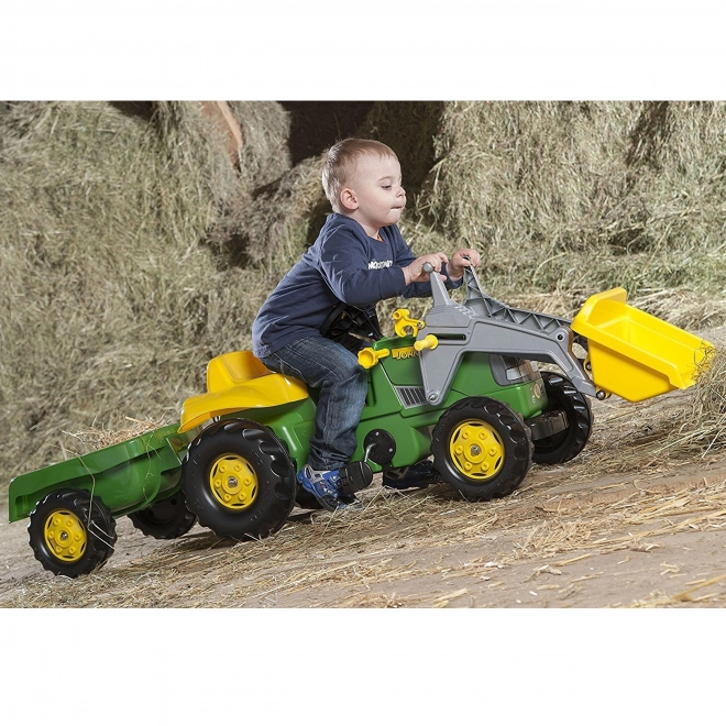 Traktor na šlapky Rolly Toys RollyKid John Deere s lžící a přívěsem - zelený