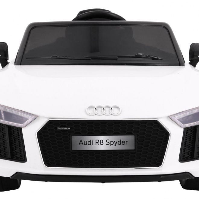 Audi R8 Spyder Baterie Bílá + Dálkové ovládání + EVA + Pomalý start + Rádio MP3 + LED dioda