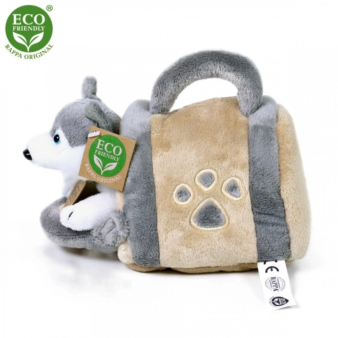 Rappa Plyšový pes Husky  s přepravkou 13 cm ECO-FRIENDLY