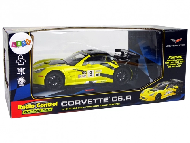 Závodní sportovní auto R/C 1:18 Corvette C6.R žlutá 2.4 G světla