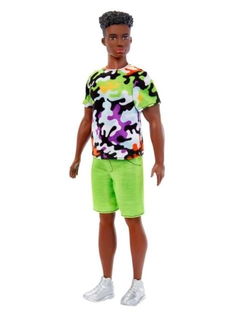 Lalka Ken Barbie Fashionistas s černými kudrnatými vlasy