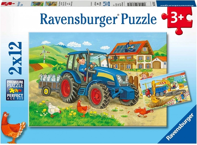 RAVENSBURGER Puzzle Na staveništi 2x12 dílků