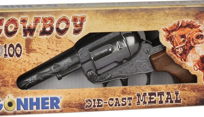 Kovový kovový kovbojský revolver Gonher