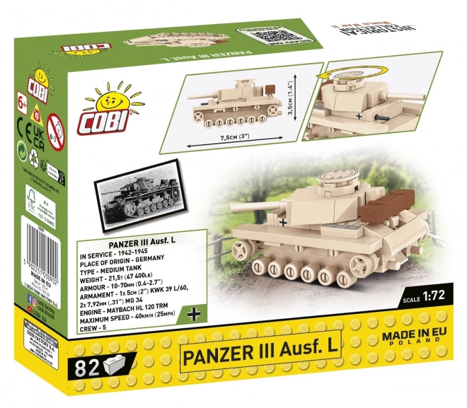 COBI 3090 II WW Panzer III Ausf L, 1:72, 82 k