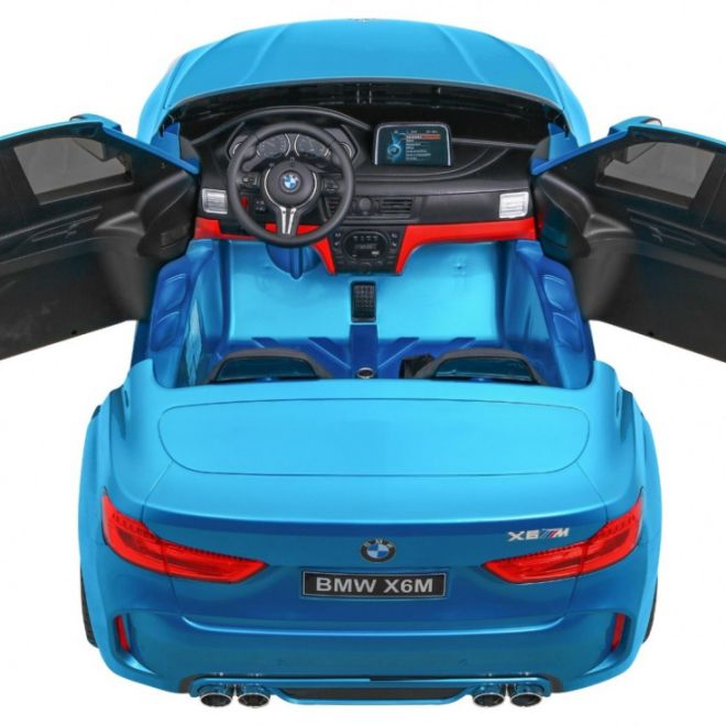 BMW X6M XXL pro 2 děti Modrá barva + Pilot + Eco kůže + Bezpečnostní pásy + Pomalý start + MP3 + LED