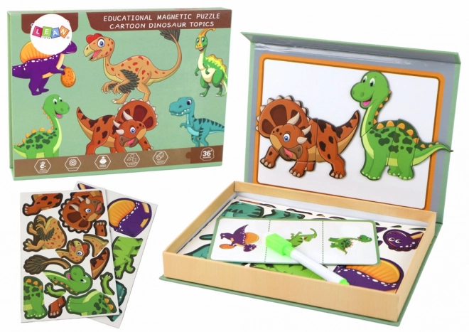 Vzdělávací sada magnetických puzzle s motivy dinosaurů