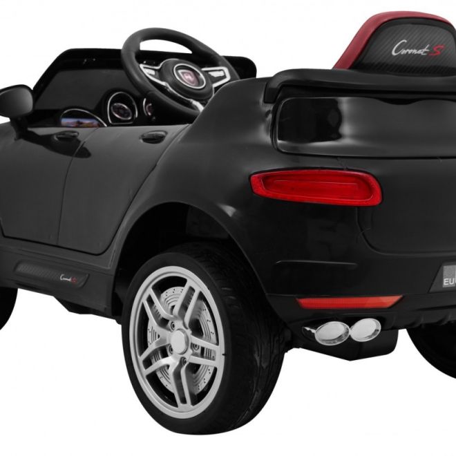 Turbo-S bateriové auto pro děti černé + dálkové ovládání + pomalý start + EVA kola + rádio MP3
