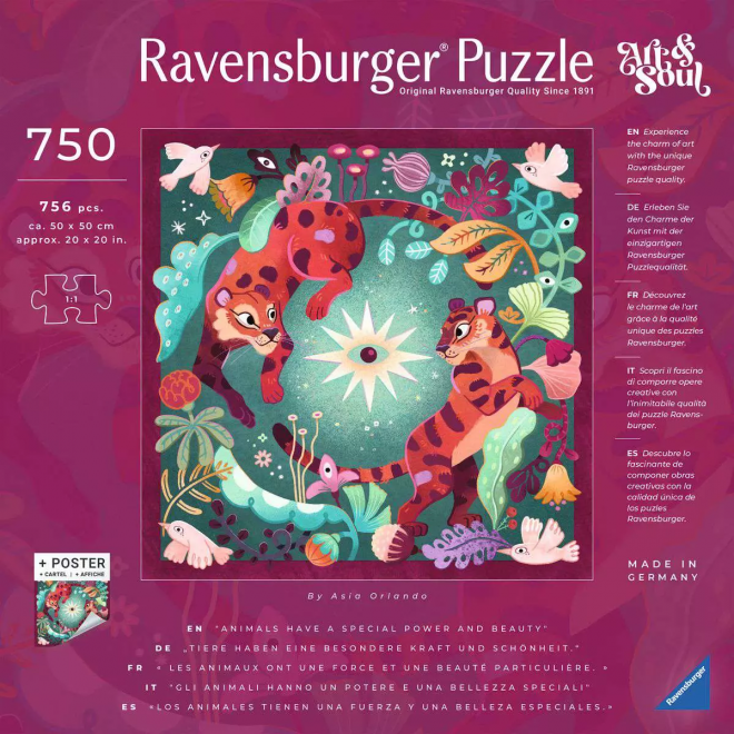 RAVENSBURGER Čtvercové puzzle Art & Soul: Zvířecí sny 750 dílků