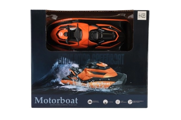 Oranžový plastový motorový skútr/člun RC, 22 cm, 2,4 GHz