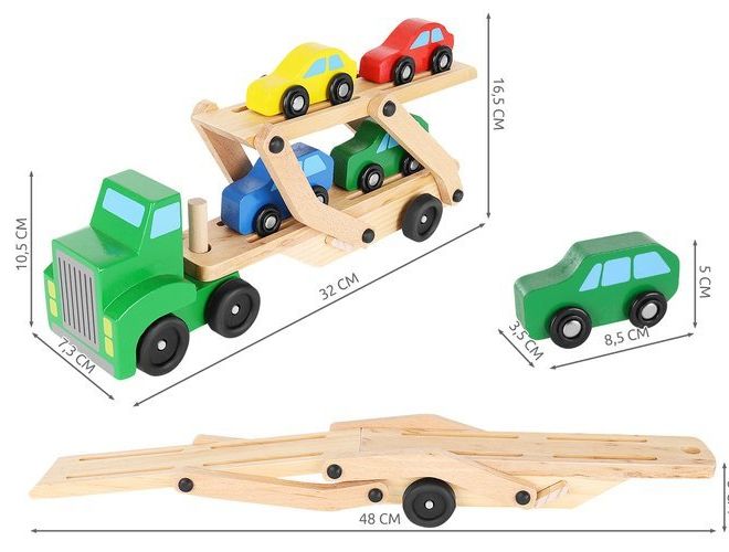 Dřevěný kamion s auty