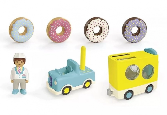 Junior 71702 Sada figurek Crazy Donut Truck s funkcí stohování a třídění