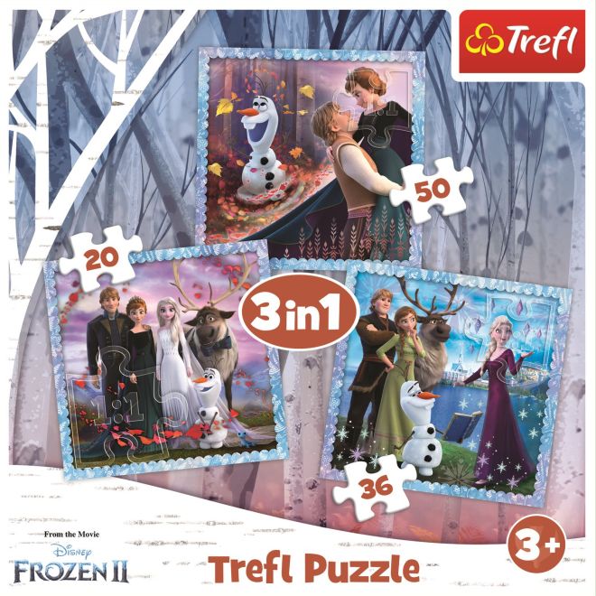 TREFL Puzzle Ledové království 2: Kouzelný příběh 3v1 (20,36,50 dílků)