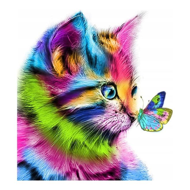 Diamantová mozaika - Kočka s motýlem