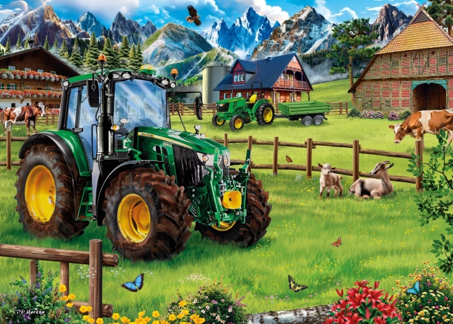 Puzzle Alpina s traktorem John Deere