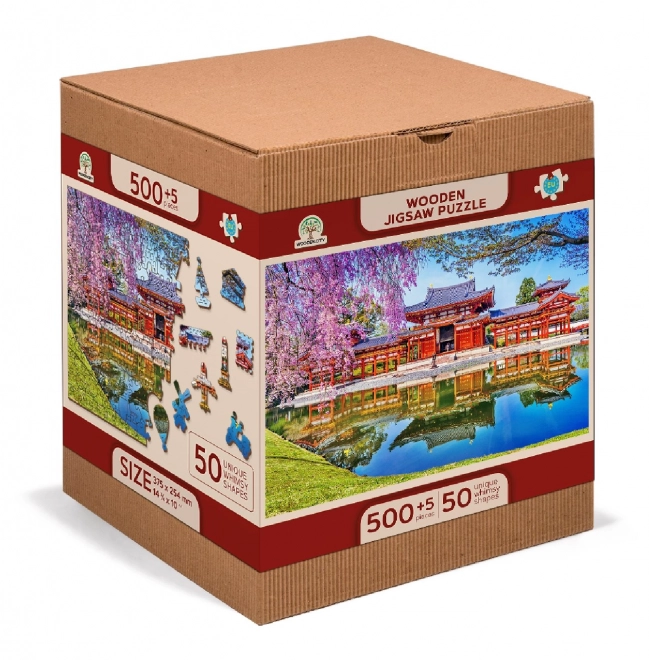 WOODEN CITY Dřevěné puzzle Chrám Byodo-in, Kjóto, Japonsko 2v1, 505 dílků EKO