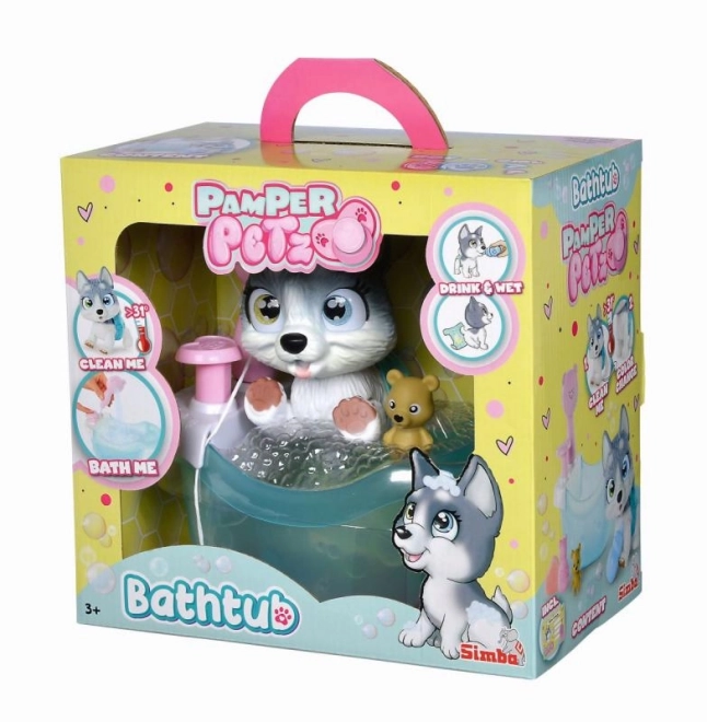 Pejsek Husky Pamper Petz ve vaně