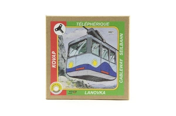 Lanovka modrá na klíček kov 10x7,5cm v krabičce Kovap