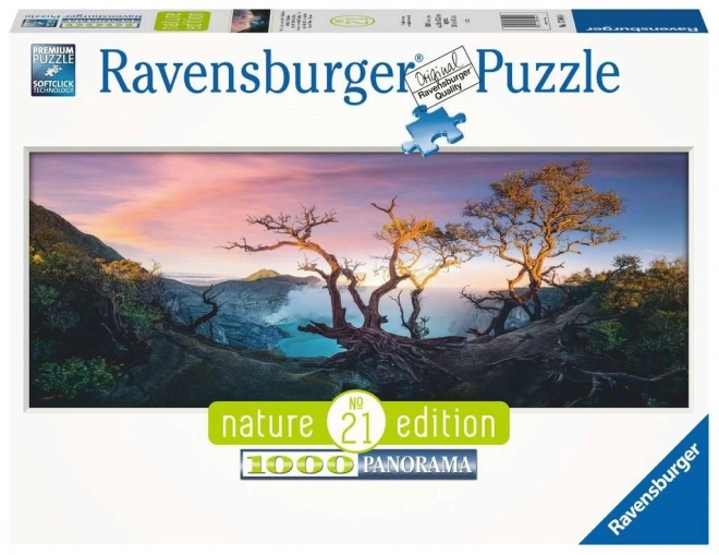 Panoramatické puzzle RAVENSBURGER Sirnaté jezero na hoře Ijen, Jáva