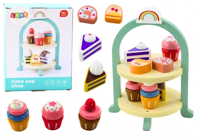 Sladký dort Cupcake Set Dřevěný stojan