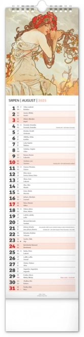 Nástěnný kalendář Alfons Mucha 2025, 12 × 48 cm