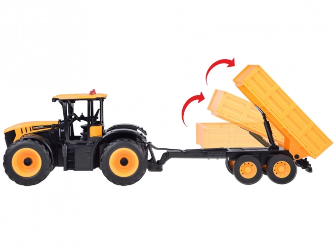 JCB Traktor s dálkově ovládaným přívěsem kipes Double E 1:16 RC0670