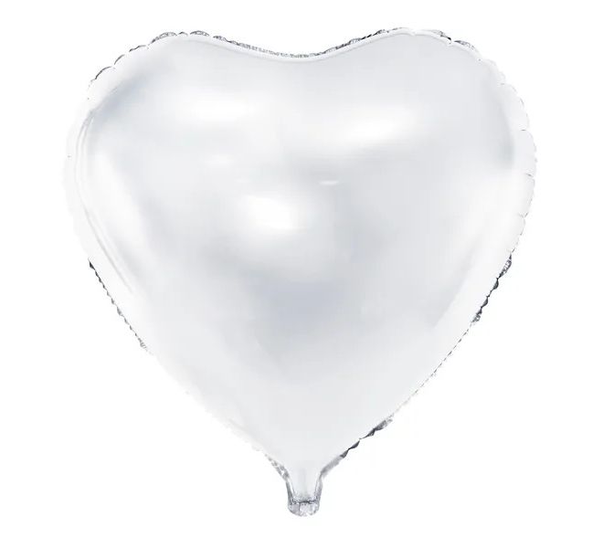 Bílý fóliový balónek Srdce - 45 cm