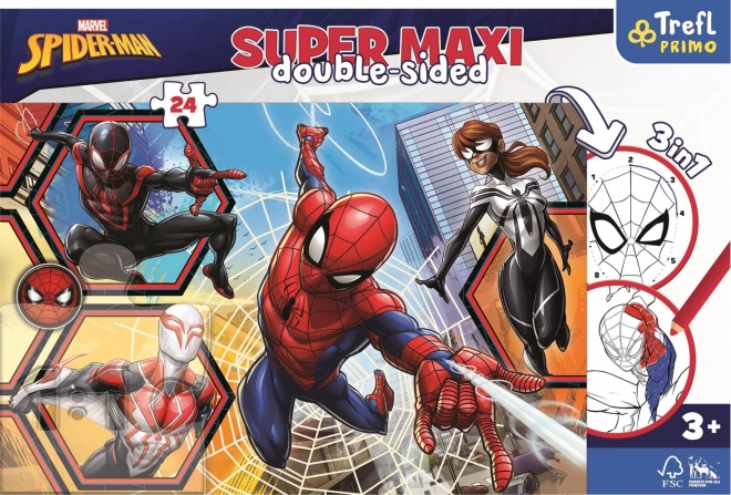 TREFL Oboustranné puzzle Spiderman jde do akce SUPER MAXI 24 dílků