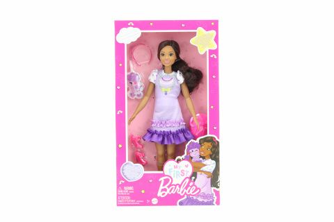 Barbie Moje první Barbie panenka - černovláska s pudlíkem HLL20