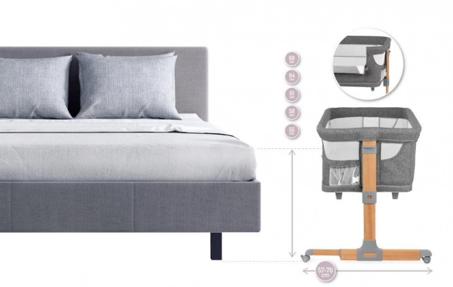 Postýlka MoMi SMART BED 4v1 šedá