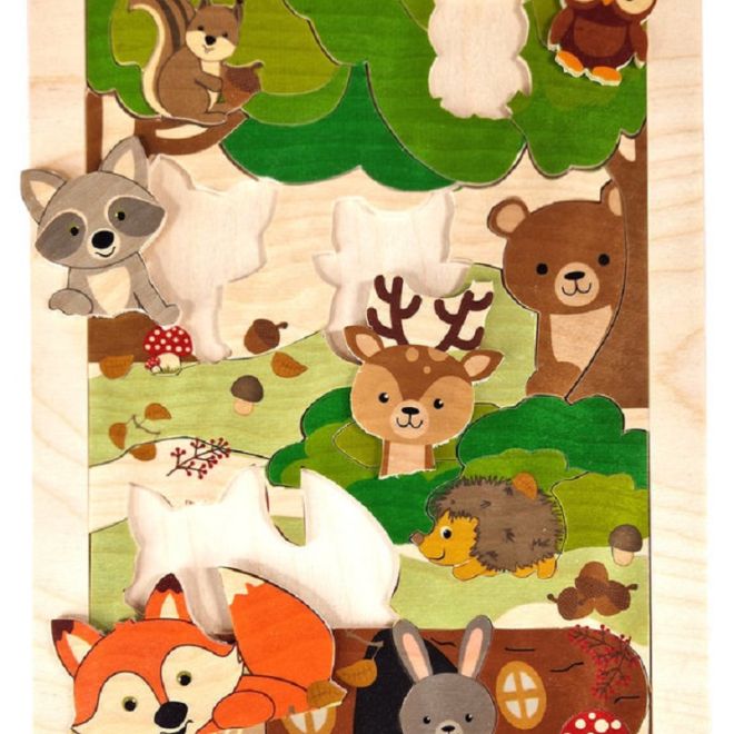 Hess Dřevěné puzzle liška a zvířátka z lesa