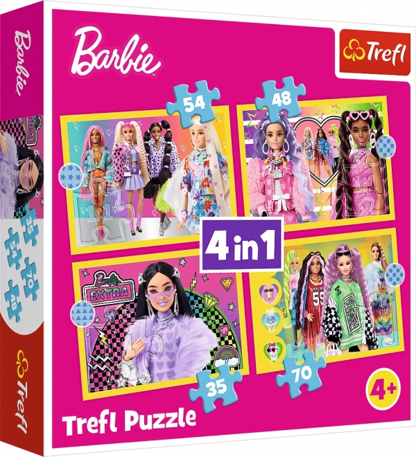 Puzzle 4v1 Šťastný svět Barbie 28,5x20,5cm v krabici 28x28x6cm