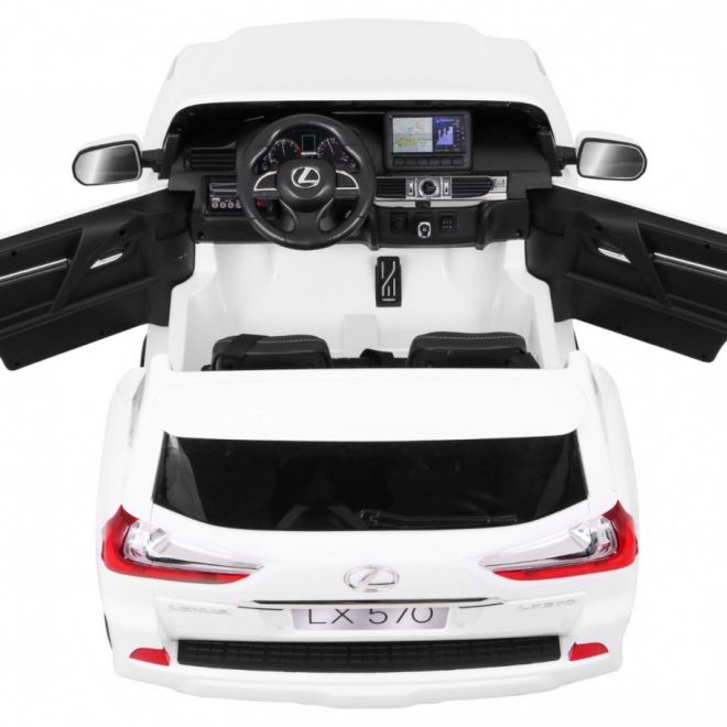 Lexus LX570 2místné dětské auto Bílé + Dálkové ovládání + EVA kola + Rádio MP3 + LED dioda