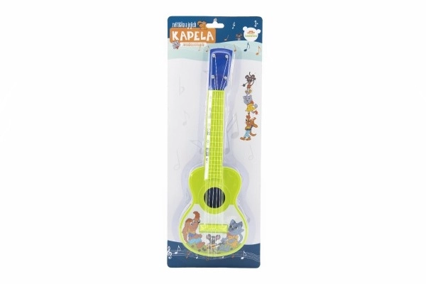 Ukulele/kytara plast 40cm s trsátkem Zvířátka a jejich kapela 2 barvy na kartě