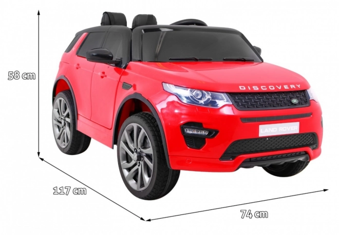 Dětský Land Rover Discovery Red + Dálkové ovládání + 5 ks popruhů + Nastavení sedadla + EVA + MP3 LED