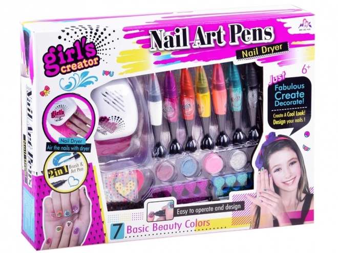 Nail art set pro děti lak na nehty samolepky třpytky ZA3703