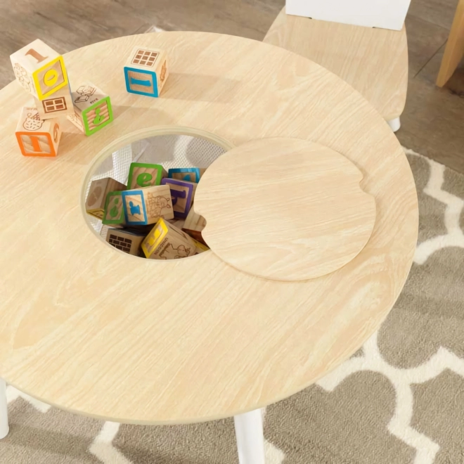 KidKraft Set stůl a 2 židle přírodní a bílá