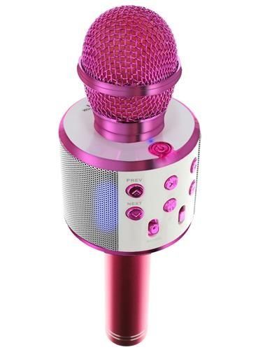 Bezdrátová karaoke mikrofon s reproduktorem – Sytě růžový