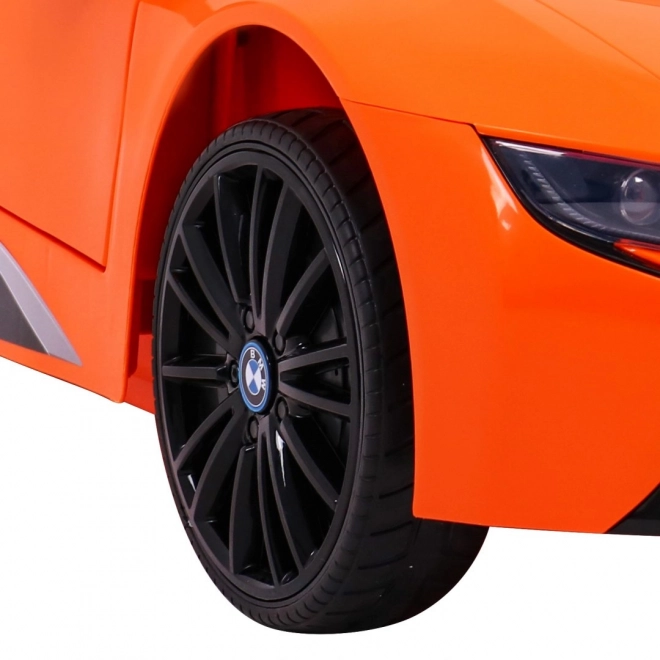 BMW I8 Lift Battery Car Orange + Dálkové ovládání + Pomalý start + 3-Pkt pásy + MP3 USB + LED dioda