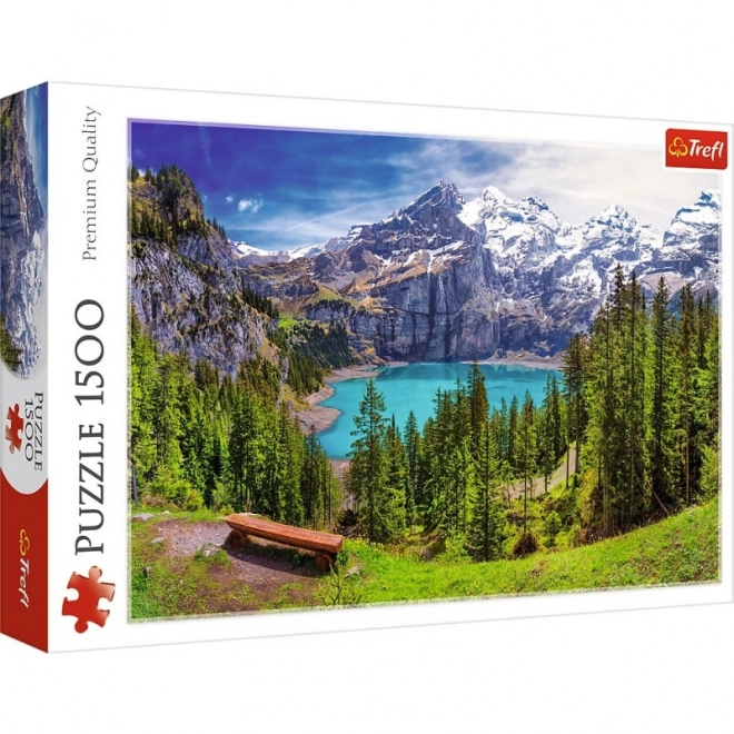 Panoramatické puzzle Jezero Oeschinen, Švýcarsko 1500 ks