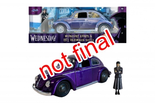 Wednesday auto 1972 VW Beetle 1:24 a figurka Wednesday