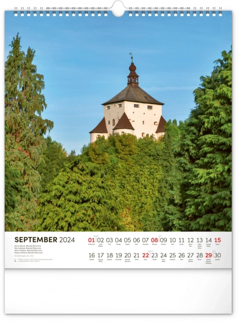 Nástenný kalendár Pamätihodnosti Slovenska 2024, 30 × 34 cm