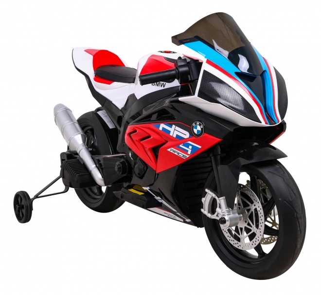 Dětská bateriová motorka BMW HP4 Červená + pomocná kola + pomalý start + EVA + MP3 LED