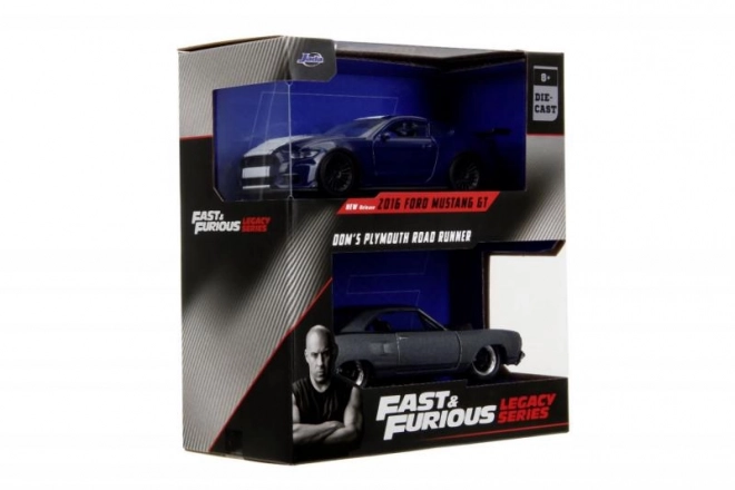 Rychle a zběsile Twin Pack 2016 Ford Mustang GT350 + 1970 Plymouth Road Runner, 1:32 Wave 4/1