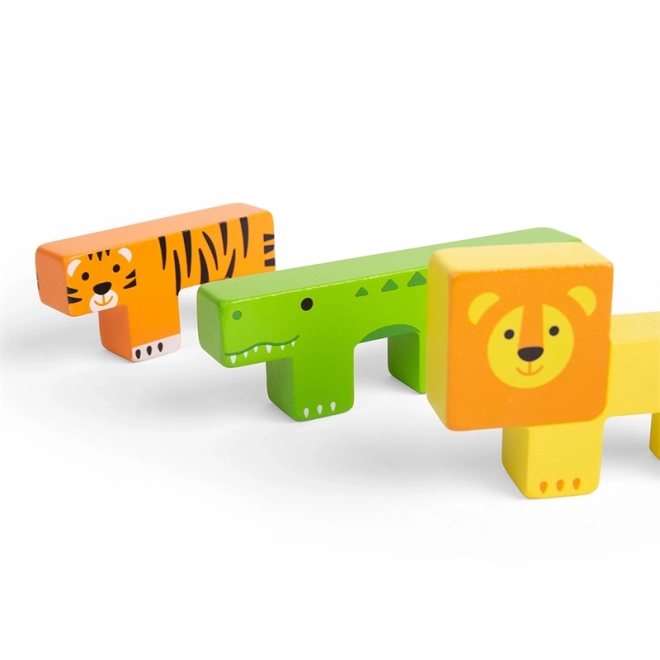 Bigjigs Toys Dřevěné kostky puzzle se zvířátky safari