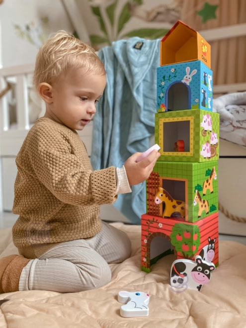 Woopie zelená skládanka farma s kostkami a figurkami
