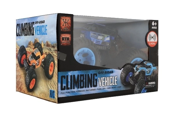 Auto RC Off-Road terénní 2,4GHz plast 32cm dobíjecí pack+baterie modré v krabici 38x23x26cm