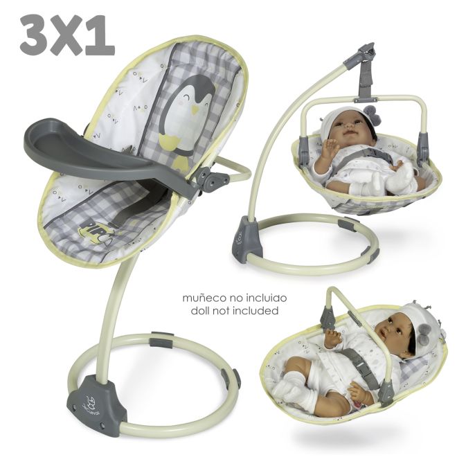 DeCuevas 51547 Multifunkční jídelní židlička a houpačka pro panenky 3 v 1 PIPO 2022