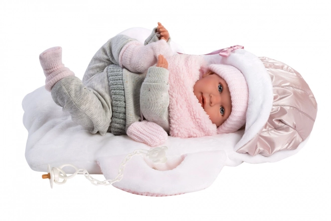 Llorens 74004 NEW BORN - realistická panenka miminko se zvuky a měkkým látkovým tělem - 42 cm