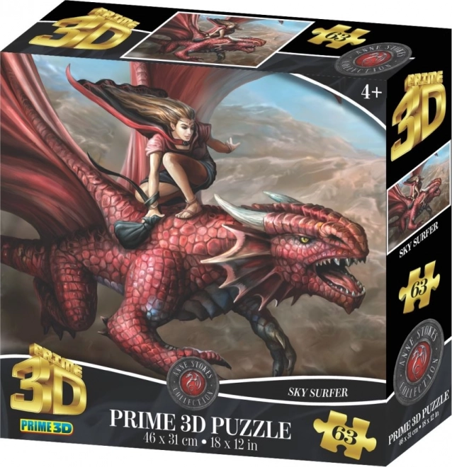 PRIME 3D Puzzle Dračí jezdec 3D 63 dílků